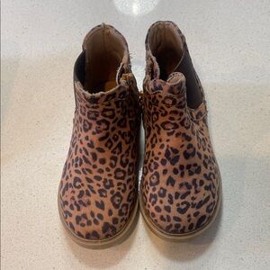 Kids Leopard Print Ankle Boots - Brown